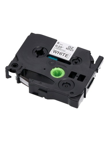 Cinta q-connect tze-211 blanco-negro 6mm...