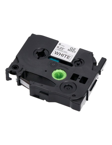 Cinta q-connect tze-211 blanco-negro 6mm longitud 8 m