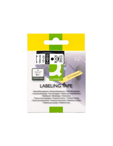 Cinta q-connect mk-221 blanco-negro 9mm...