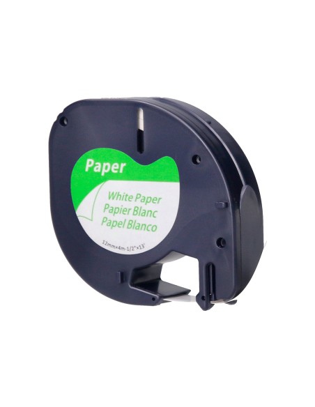 Cinta q-connect papel 12 mm x 4 m negro-blanco para letratag