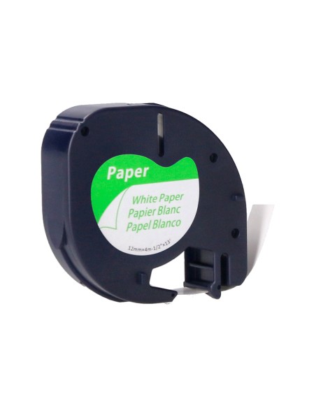 Cinta q-connect papel 12 mm x 4 m negro-blanco para letratag