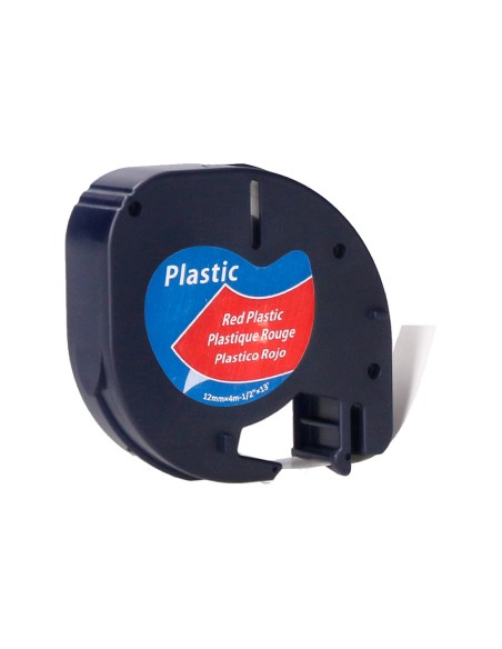 Cinta q-connect 12 mm x 4 m negro-rojo cosmico para maquina letratag