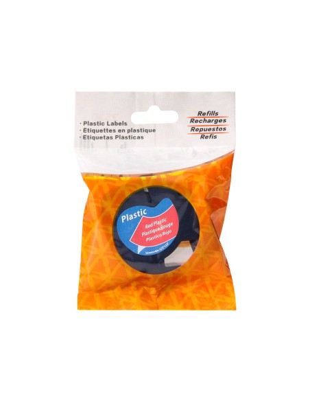 Cinta q-connect 12 mm x 4 m negro-rojo cosmico para maquina letratag