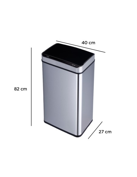 Papelera metalica q-connect con sensor automatico capacidad 80 litros 820x270x400 mm