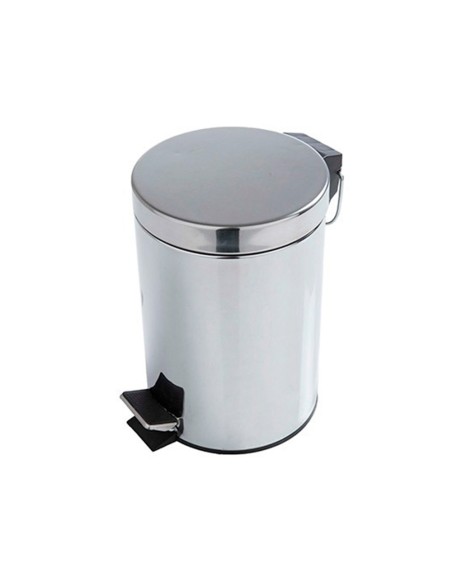 Papelera metalica q-connect con pedal cromada 43x29cm capacidad 20 litros