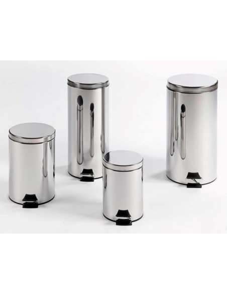 Papelera metalica q-connect con pedal cromada 43x29cm capacidad 20 litros