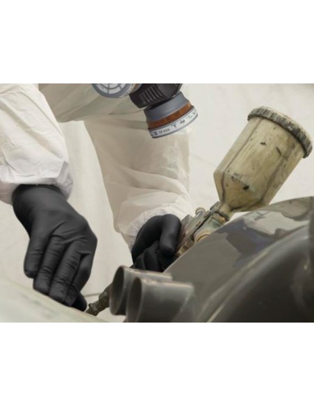Guantes deltaplus de nitrilo desechable negro caja de 100 unidades talla 6-7