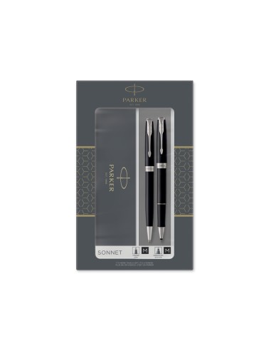 Juego parker duo sonnet laca negra ct boligrafo...
