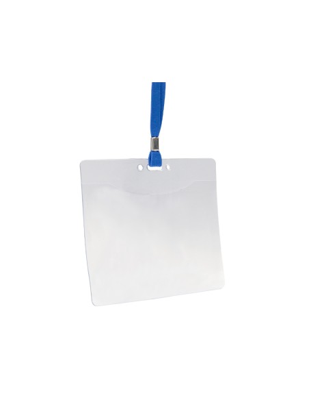 Identificador q-connect con cordon plano azul a6 154x127 mm apertura superior