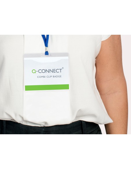 Identificador q-connect con cordon plano azul a6 154x127 mm apertura superior