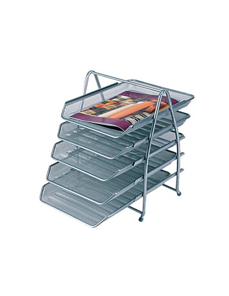 Bandeja sobremesa metalica q-connect kf18476 rejilla plata 5 bandejas movibles 350x275x375 mm