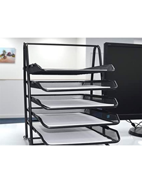 Bandeja sobremesa metalica q-connect kf18474 rejilla negro 5 bandejas movibles 350x275x375 mm