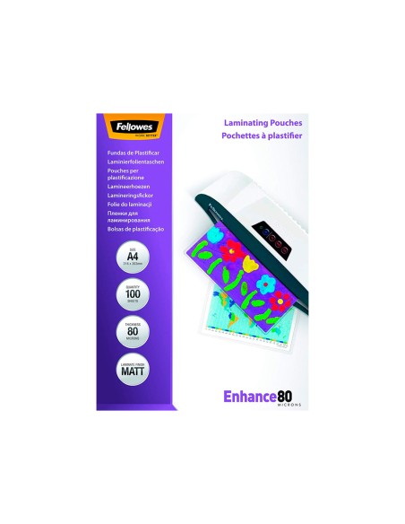 Bolsa de plastificar fellowes mate din a4 80 mc pack 100 unidades