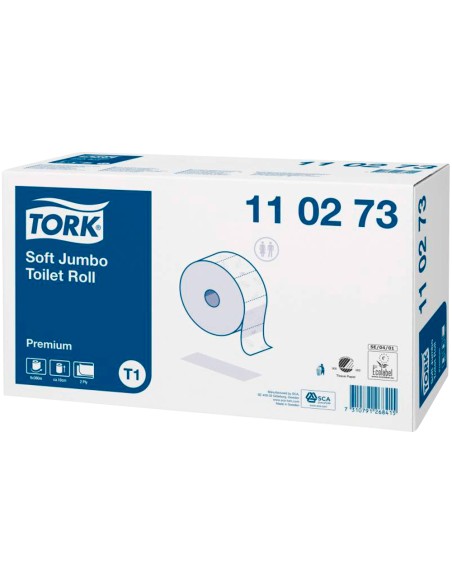Papel higienico tork jumbo suave 2 capas 360 m para dispensador t1 paquete de 6 rollos