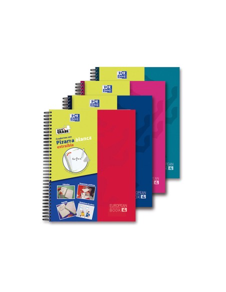 Cuaderno espiral oxford europeanbook 5 write&erase school classic din a4+ 120 hojas cuadro 5 mm con margen