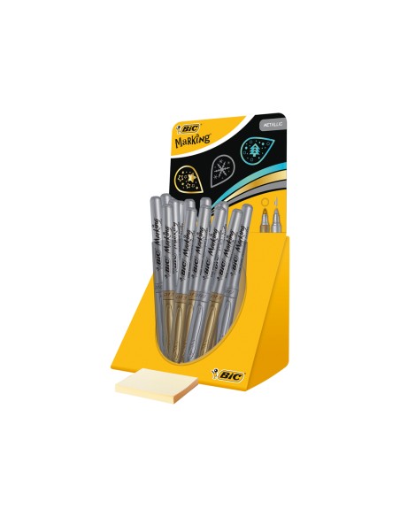 Rotulador bic marking metalico permanenete oro/plata expositor de 24 unidades surtidas 168x125x149 mm