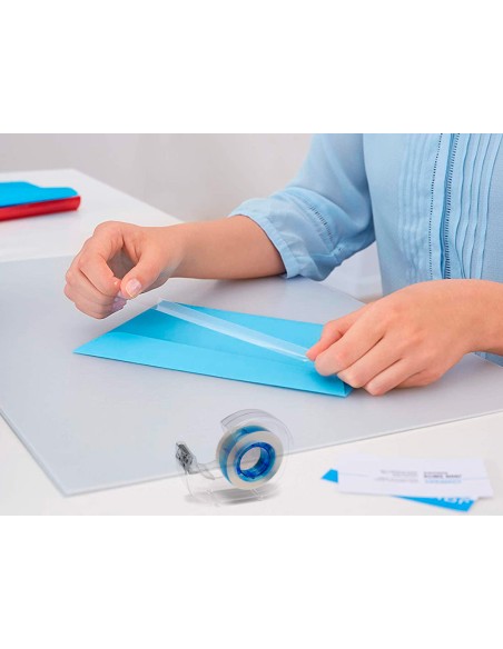 Cinta adhesiva q-connect transparente 25 mt x 18 mm con madril de color pack de 4 unidades