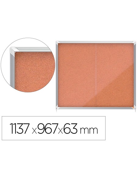 Vitrina de anuncios nobo premium plus corcho con puerta corredera 15 x din a4 1137x967x63 mm