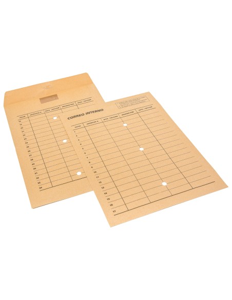 Sobre sam bolsa kraft natural 120 gr cierre multiadhesivo 260x360 mm correo interno 3 taladros impreso 2 caras caja