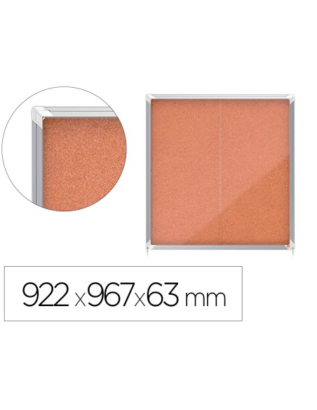 Vitrina de anuncios nobo premium plus corcho con puerta corredera 12 x din a4 922x967x63 mm