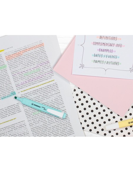 Rotulador stabilo fluorescente fino swing cool pastel expositor de 48 unidades colores surtidos