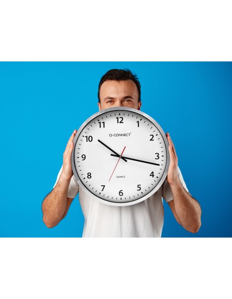 Reloj q-connect de pared plastico oficina redondo 50 cm marco cromado