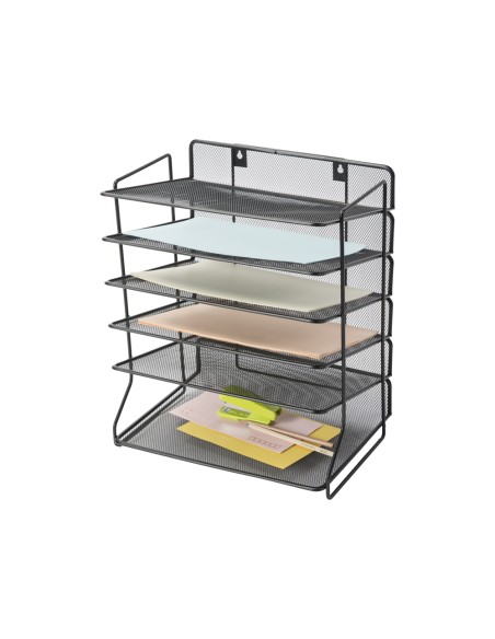 Bandeja sobremesa q-connect kf17289 metalica rejilla negra 6 bandejas 325x230x390 mm