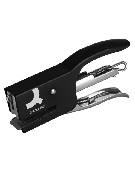 Grapadora q-connect de tenaza kf22340 metalica color negro capacidad 12 hojas usa grapas numero 10