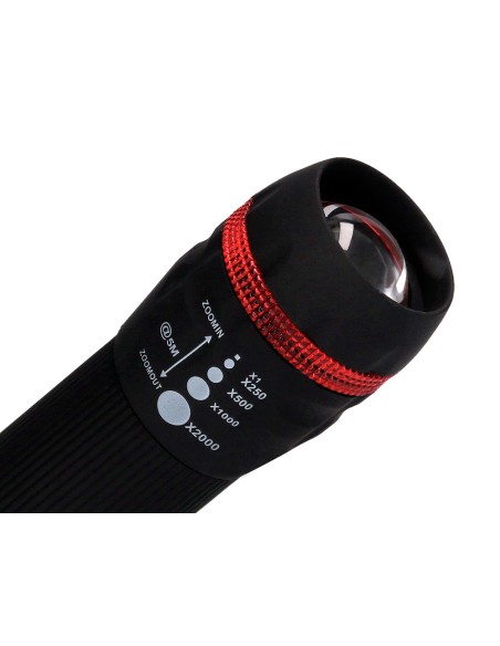 Linterna q-connect kf18749 plastico con zoom 1w modo alumbrado encendido apagado incluye 3 pilas aaa