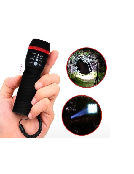 Linterna q-connect kf18749 plastico con zoom 1w modo alumbrado encendido apagado incluye 3 pilas aaa