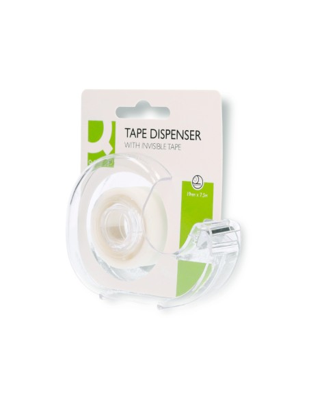 Cinta adhesiva q-connect invisible 7,5 m x 19 mm con portarrollo en blister