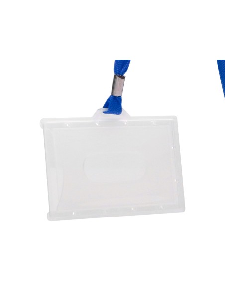 Identificador q-connect kf17112 con cordon plano azul y apertura lateral 94x60 mm