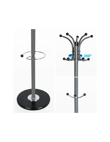 Perchero metalico q-connect gris de pie 10...