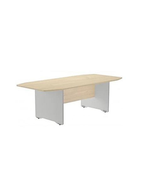 Mesa de reunion rocada meeting 3003aw02 estructura madera blanco tablero madera gris 220x100x74 cm