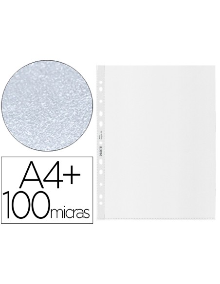 Funda multitaladro leitz din a4+ 100 mc piel de naranja con refuerzo bolsa de 25 unidades