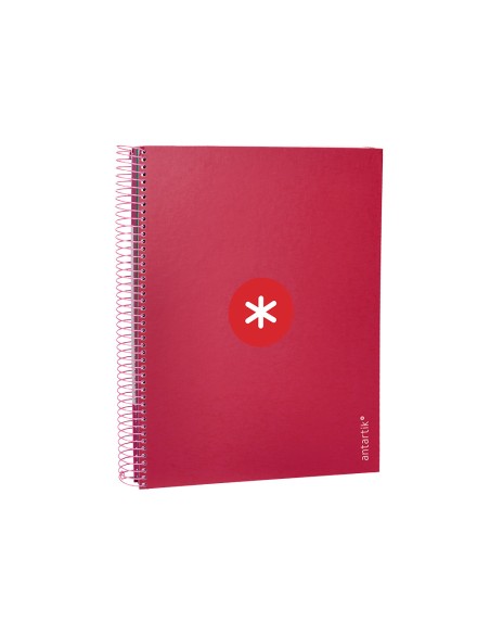 Cuaderno espiral a4 micro antartik tapa forrada 120h 100 gr cuadro 5mm 5 bandas 4 taladros color frambuesa