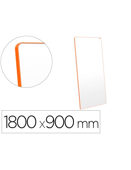 Pizarra blanca nobo move&meet extraible y portatil marco naranja doble cara magnetica 1800x900 mm