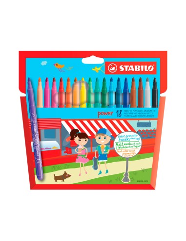 Rotulador escolar stabilo powe r caja de 18...