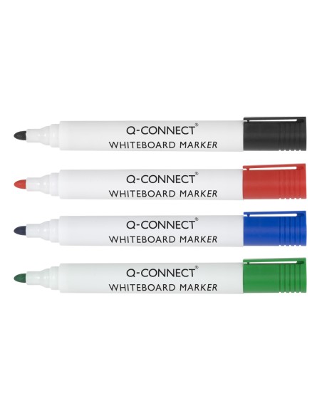 Rotulador q-connect pizarra blanca caja 4 colores surtidos punta redonda 3 mm