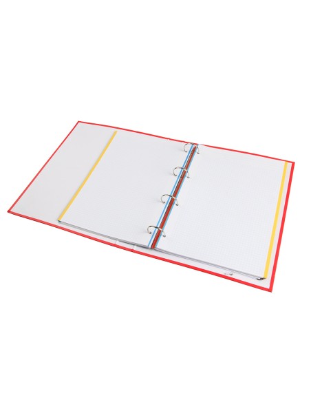 Carpeta con recambio liderpapel a4 cuadro 5 mm 120 hojas 80 g forrada 4 anillas 40 mm redondas colores surtido