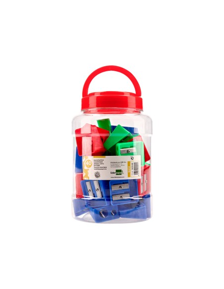 Sacapuntas liderpapel plastico 2 usos colores surtidos