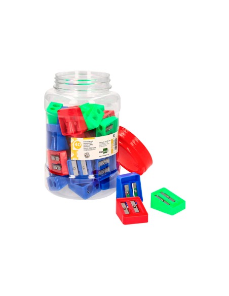 Sacapuntas liderpapel plastico 2 usos colores surtidos