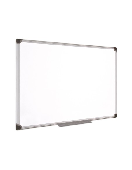 Pizarra blanca bi-office magnetica maya w ceramica vitrificada marco de aluminio 240 x 120 cm con bandeja para