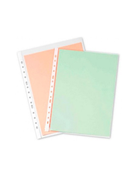 Funda multitaladro q-connect folio pvc 110 micras cristal caja 100 unidades