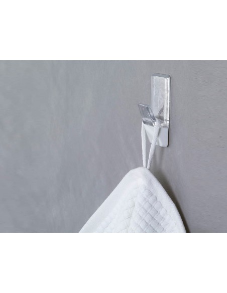 Gancho autoadhesivo tesa powerstrips grande transparente/acero + tiras sujecion hasta 1 kg