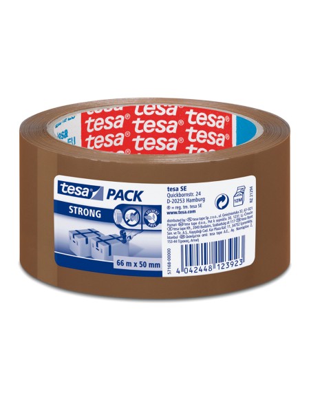 Cinta adhesiva tesa marron strong 66 m x 50 mm para embalaje bajo ruido