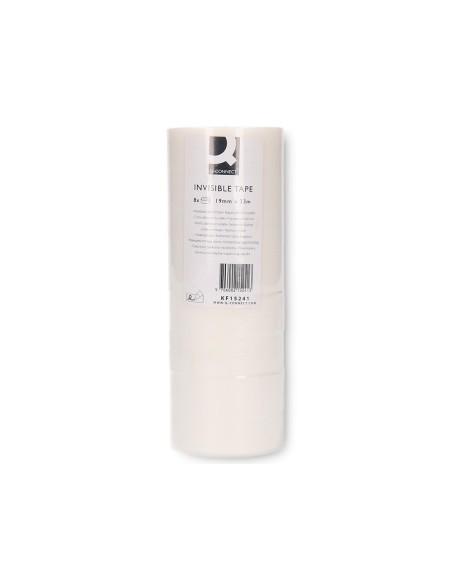 Cinta adhesiva q-connect invisible 33 m x 19 mm pack de 8 unidades