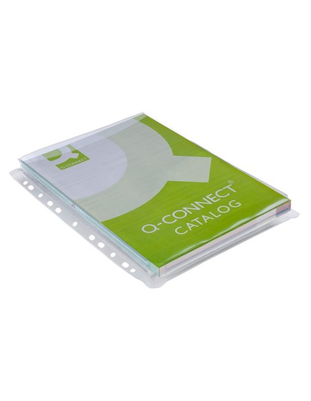 Funda multitaladro q-connect con fuelle din a4 pvc 180 mc bolsa de 5 unidades