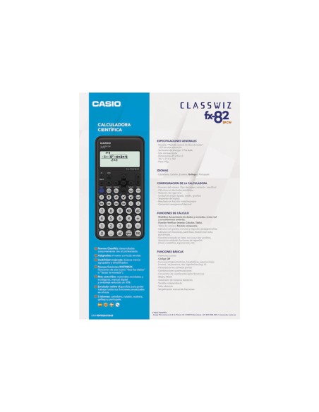 Calculadora casio fx-82sp cw iberia classwiz cientifica + 300 funciones 9 memorias con tapa