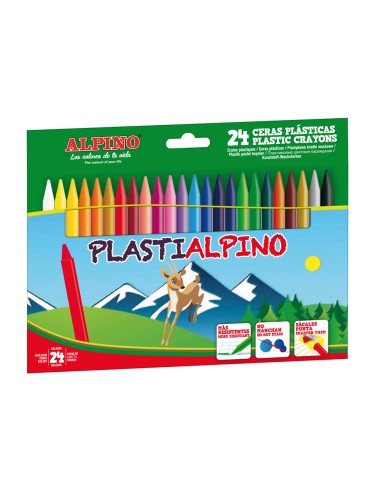 Lapices cera alpino plasti caja de 24 unidades...